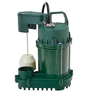 Zoeller M73 Vertical Magnetic Float Switch 1/3 HP Cast Iron Motor Housing Thermoplastic Pump Housing Automatic 1800 gph at 10 ft height Submersible Sump Pump